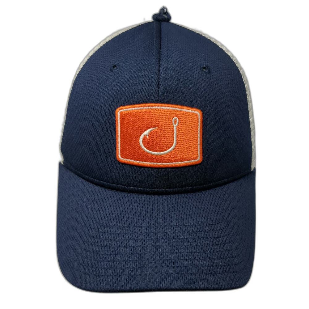 AVID Trucker Hat Blue One Size Fishing Hook Patch Mesh Snapback Fishing Sport